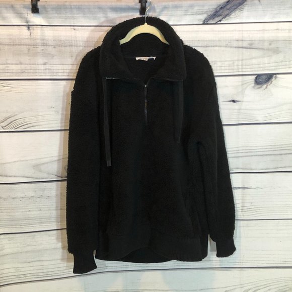 Teddy Sherpa WorkShop brand cozy Black half zip - Picture 4 of 13